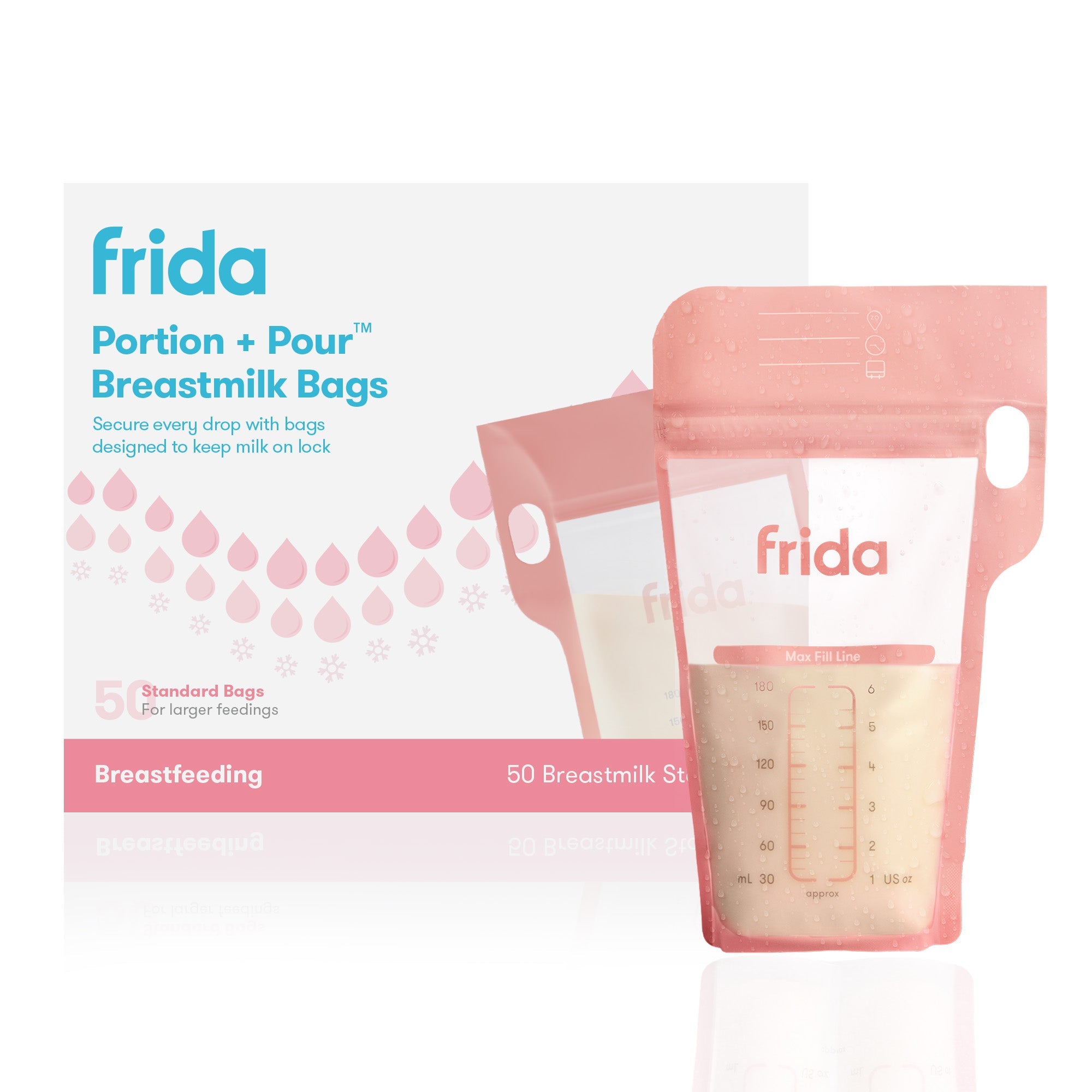Breastmilk Storage Bags, 50ct Standard Freeze & Thaw Milk Bags