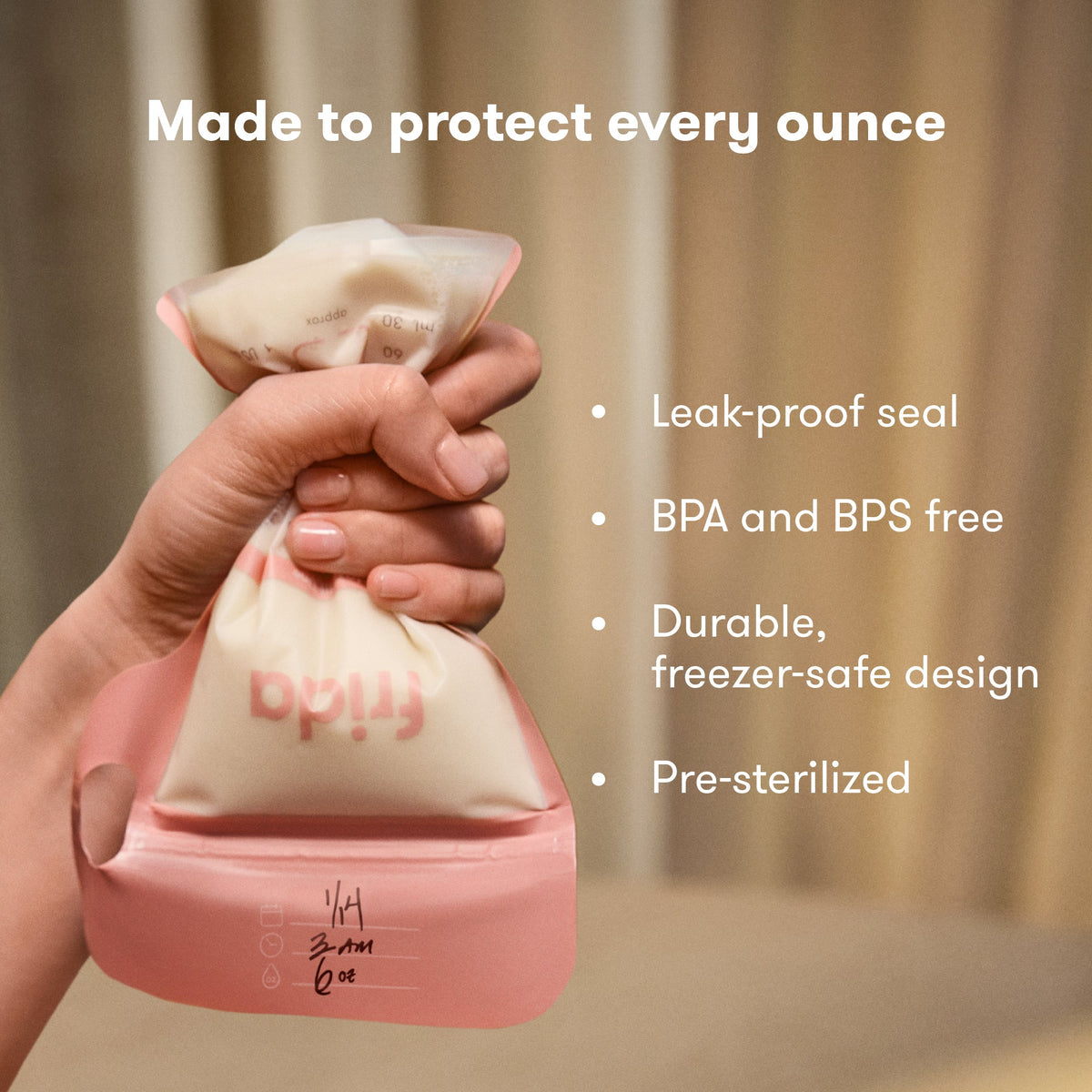 Breastmilk Storage Bags, 50ct Standard Freeze & Thaw Milk Bags